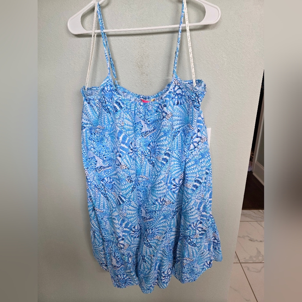 Lily Pulitzer Blue Scallop Patterned Spaghetti Strap Dress